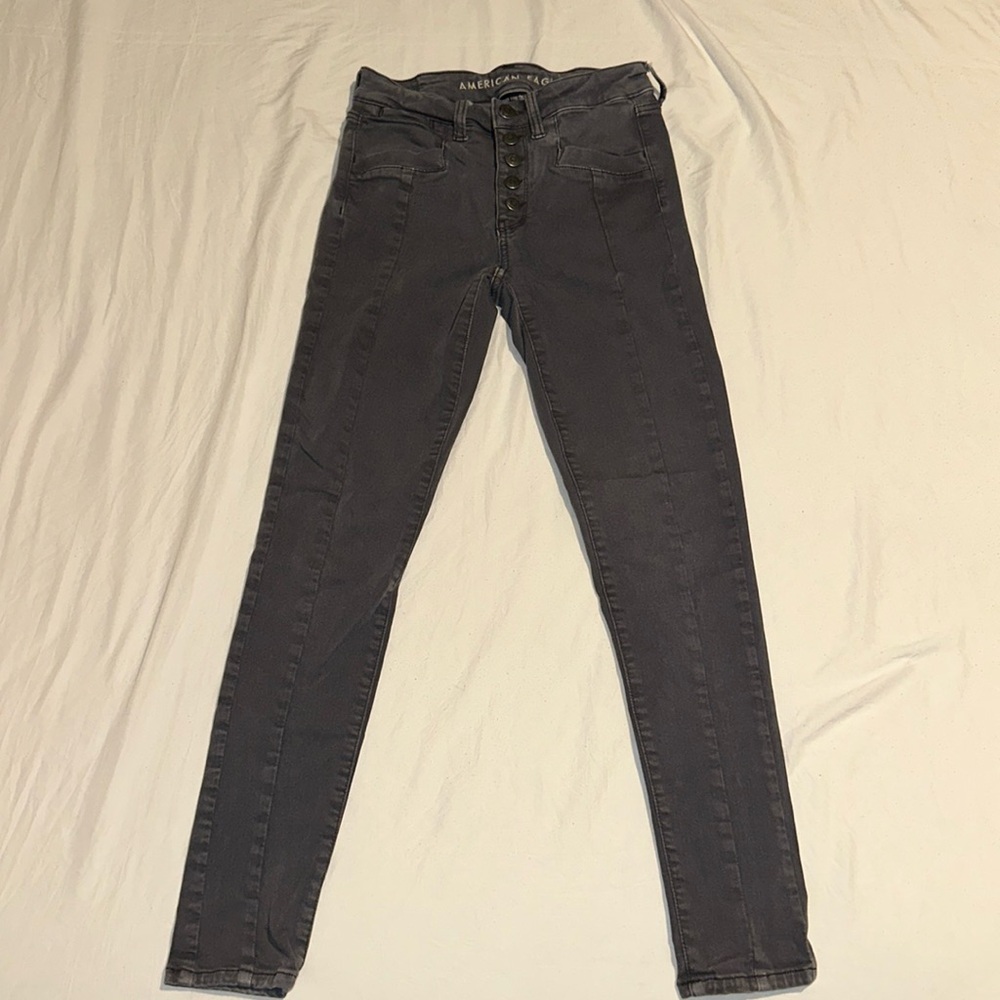 Dark gray AE next level stretch high rise jeggings